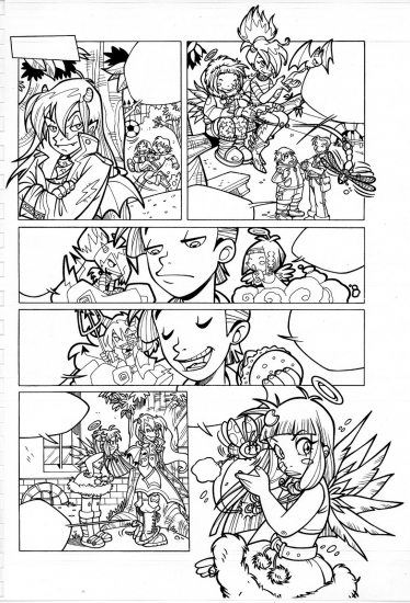 Набросок комикса Друзья Ангелов для раскраски