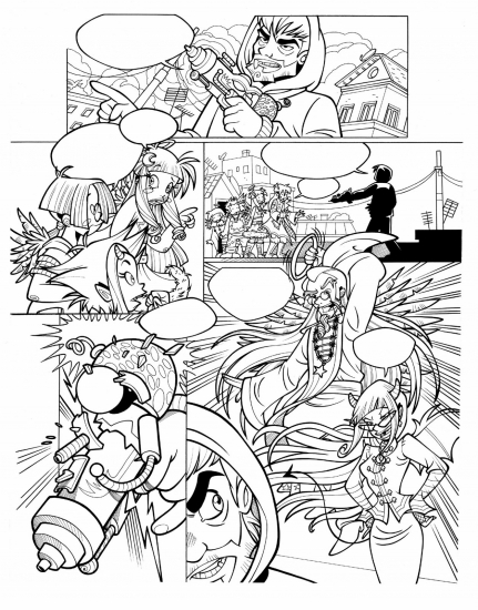 Комикс друзья ангелов для раскрашивания