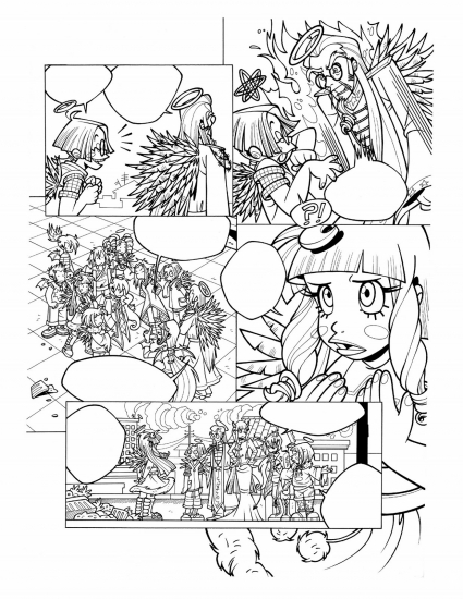 Комикс друзья ангелов для раскрашивания