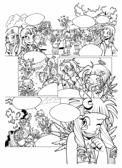 Комикс друзья ангелов для раскрашивания