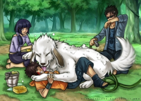 команда 8 купает Акамару)