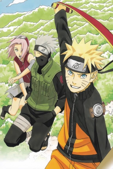 Наруто, Какаши и Сакура. Не фанарт, официальный арт