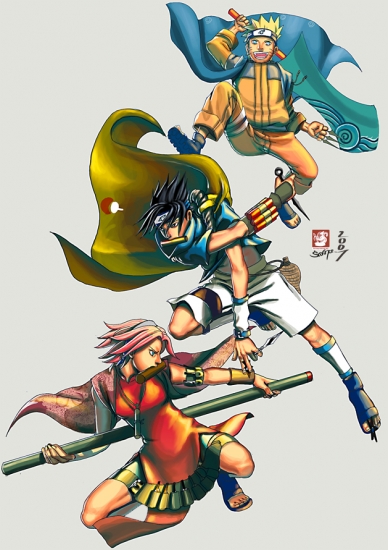 Команда 7, Саске, Сакура, Наруто