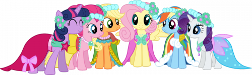 Пони в нарядах подружек невесты принцессы Каденс