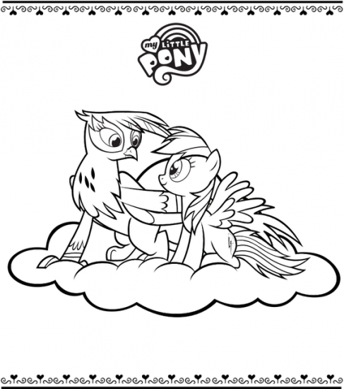 Раскраска Гильда и Радуга Дэш