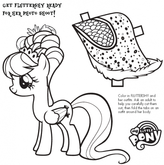 Раскраска Флаттершай с прической