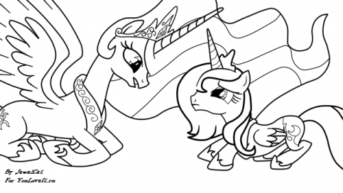 Раскраска Селестии и Луны для #Paponja