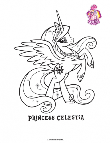 Принцесса Селестия кристальная пони, раскраска