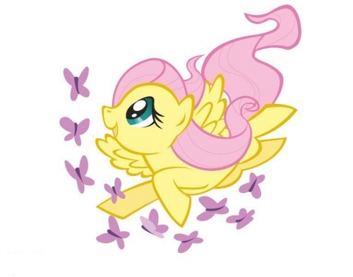 Красивая Флаттершай с бабочками