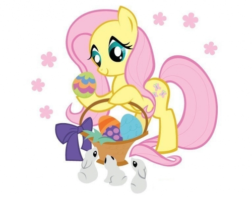 Флаттершай и кролики, пасхальная картинка
