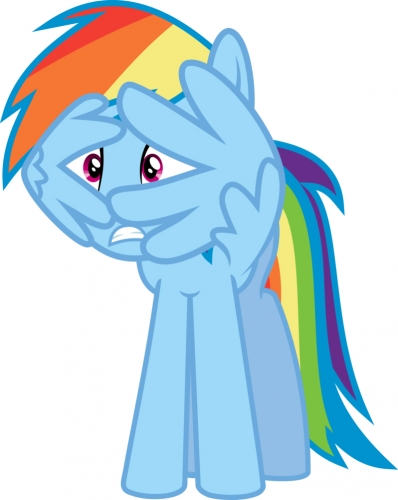 Рейнбоу Дэш боится открыть глаза