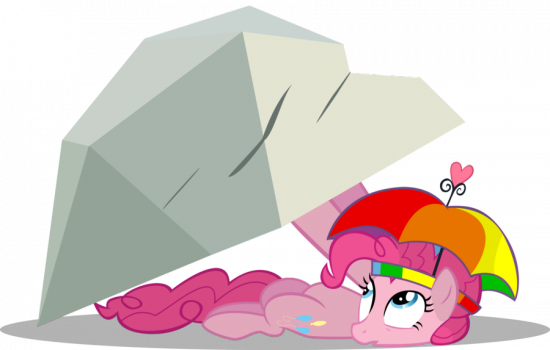 Пинки Пай прячется от падающих предметов