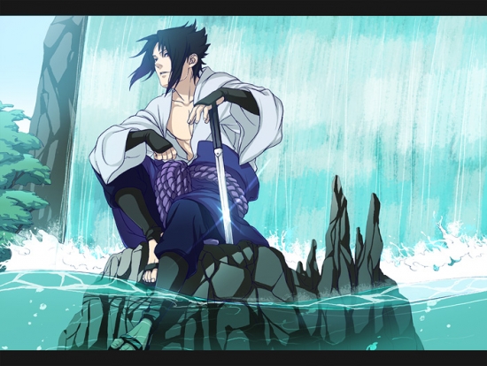 Саске у водопада