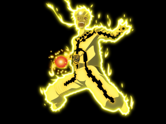 Наруто управляет чакрой кьюби