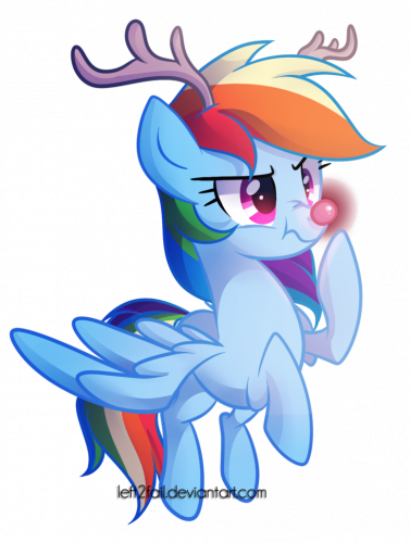 Рэйнбоу Дэш в образе оленя Рудольфа