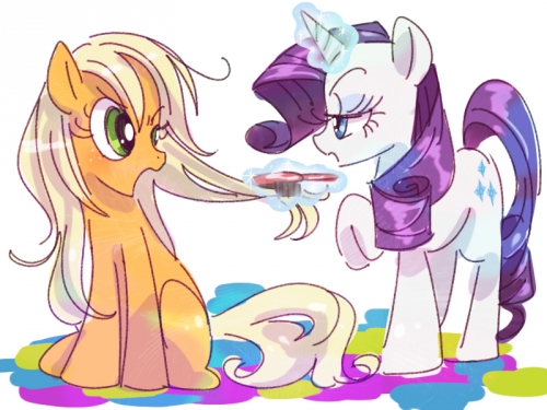 Рарити пытается причесать Эпплджек