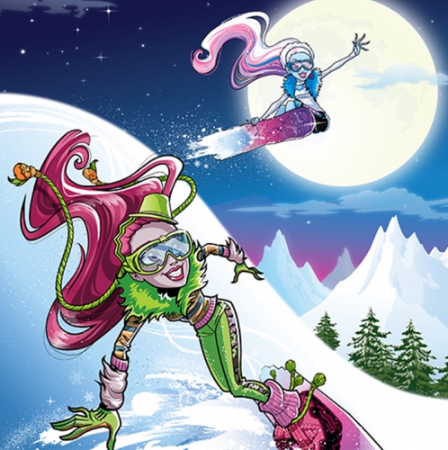 Эбби и Марисоль на сноубордах