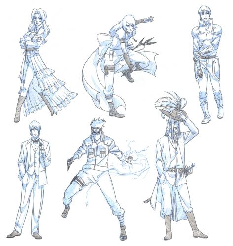 Зарисовки с персонажами (некоторые в стиле аниме и манги Наруто)