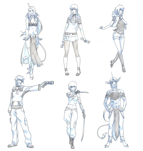 Зарисовки с персонажами (некоторые в стиле аниме и манги Наруто)