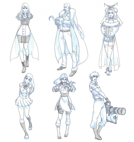 Зарисовки с персонажами (некоторые в стиле аниме и манги Наруто)