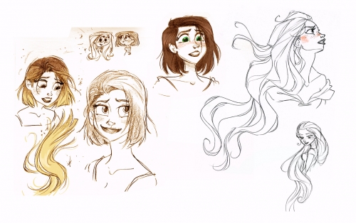 Рапунцель с длинными и обрезанными волосами