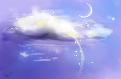 Облачно и месяц