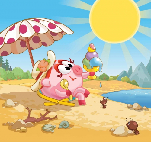 Нюша ест мороженое на пляже