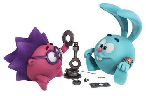 Крош  и Ежик мастерят из разных деталей