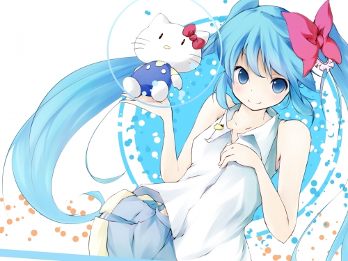 Хатцуне Мику держит Хэлло Китти