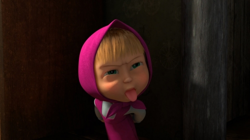 Маша показывает язык