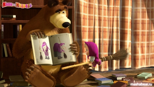 Маша и Медведь, Мишка с картинками Бабы Яги