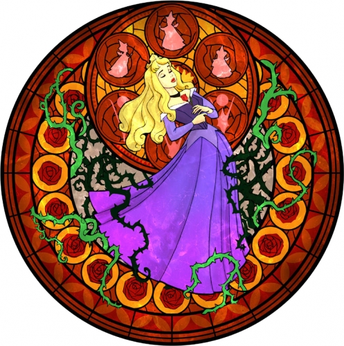Витраж со спящей красавицей