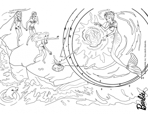 Раскраска Барби Приключения Русалочки