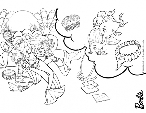 Раскраска Барби Приключения Русалочки, сокровища