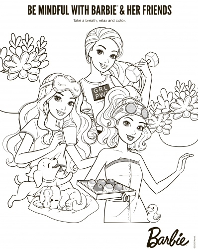 Раскраска Барби с лучшими подругами