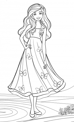 Раскраска Барби на берегу моря