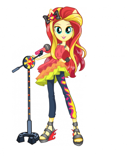 Девушки Эквестрии Радужный Рок Сансет Шиммер с микрофоном