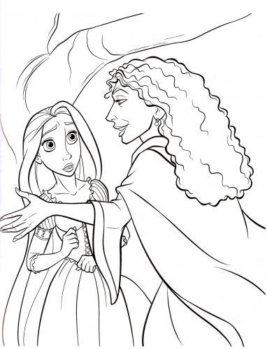 Раскраска Рапунцель и Матушка Готель