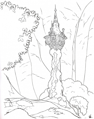 Раскраска домик Рапунцель