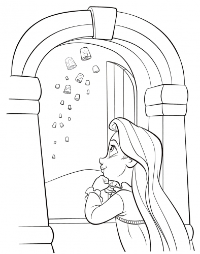 Раскраска маленькая Рапунцель