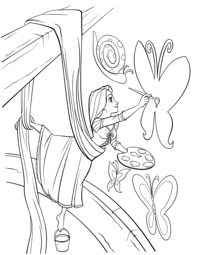 Раскраска для девочек с Рапунцель (запутанная история)