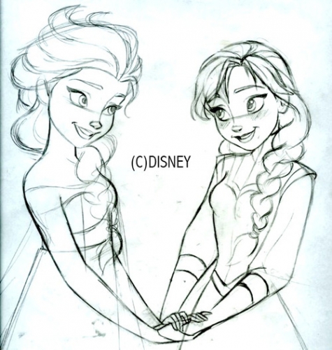 Анна и Эльза держаться за руки