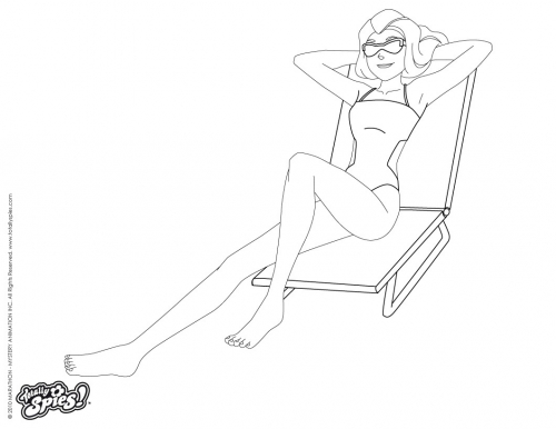 Раскраски Тотали Спайс, Сэм в купальнике