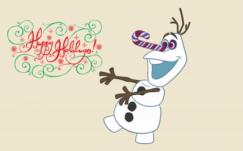 Праздничный Олаф с леденцом вместо носа