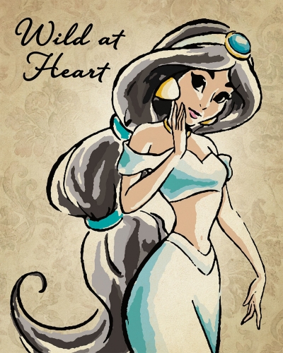 Принцесса Жасмин романтичный арт чернилами