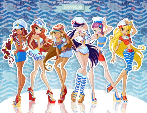 Обои Винкс морской стиль,  Винкс морячки все вместе