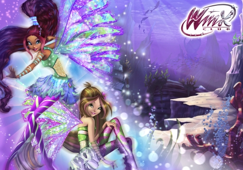 Обои на рабочий стол Винкс Клуб Сиреникс 3D Лейла и Флора