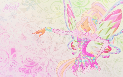 Зимние обои с Винкс - Флора в превращении Тайникс