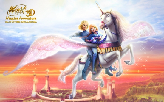 Широкоформатные обои Winx Волшебное приключение, Блум, Скай и Пэг