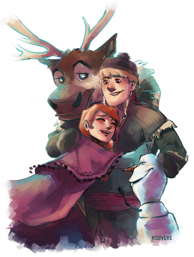 Счастливая Анна обнимает Кристоффа